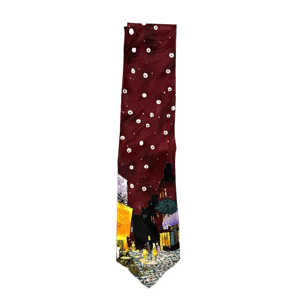 Gallery Collection silk Tie Van Gogh Cafe Terrace at night Designer